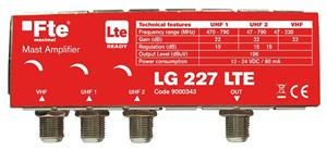 FTE zesilovač LG 227 s LTE filtrem, zesílení 22 dB, 1x VHF, 2x UHF