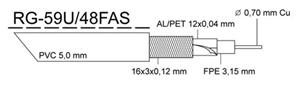 OEM koaxiální kabel RG-59U/48FAS na cívce 100m, PVC 5,0mm