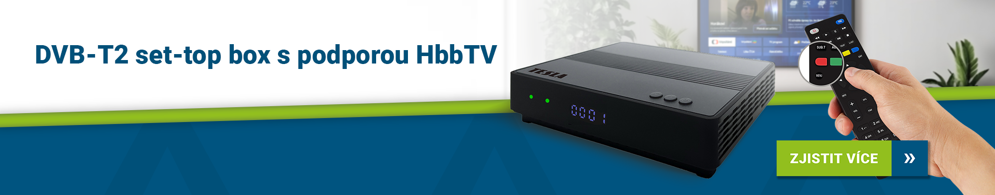 Novinka: TESLA HYbbRID TV TH210 - set-top box DVB-T2 s HbbTV (H.265/HEVC)