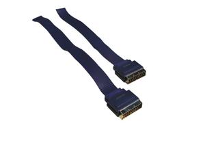 OEM SCART s plochým kabelem, pozlacený, délka 1,5m